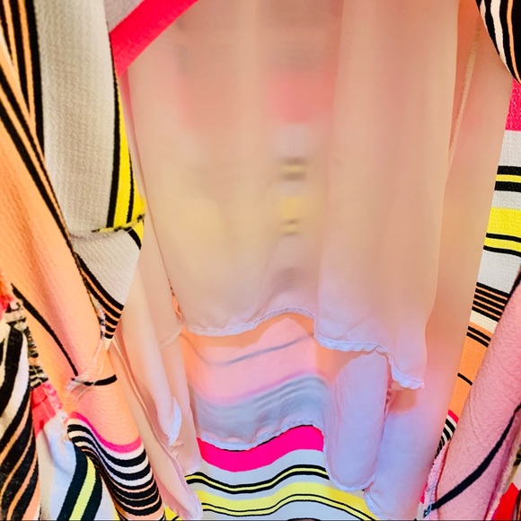 Bright Colorful On/Off Shoulder Party Dress with Ruffled Hem Sz. M - Picture 13 of 16